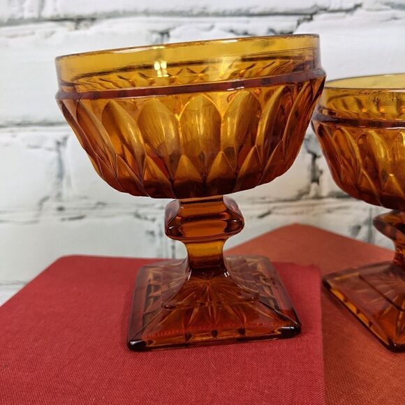 Indiana Glass Mt. Vernon Amber Champagne / desert cups set of 4 - Picture 6 of 7